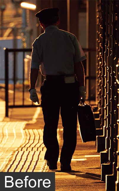 Closeup of man in shadows before editing