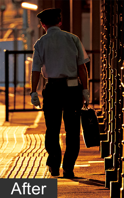Closeup of man in shadows after editing