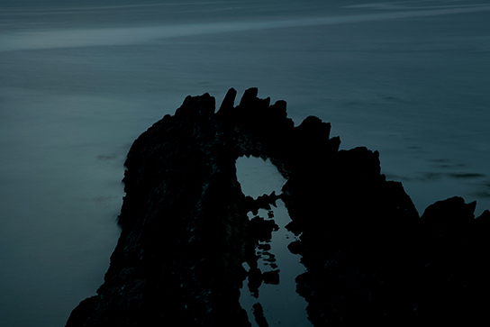 Horizontal orientation shot of rocks in sea