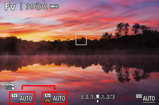 Screenshot of Live View preview/viewfinder in Fv mode