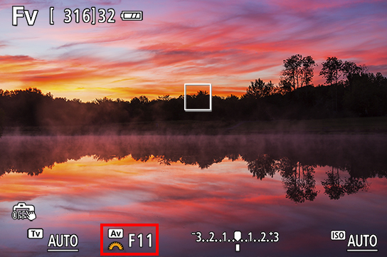 Screenshot of Live View preview/viewfinder in Fv mode