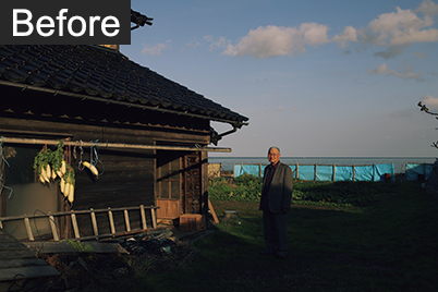 Environmental portrait with cool tones