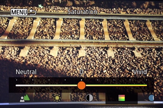 Canon Creative Assist Saturation menu