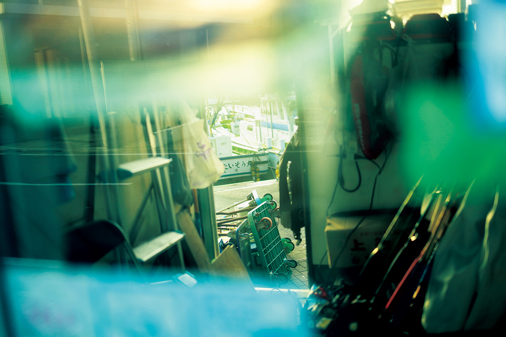 Cluttered shop interior