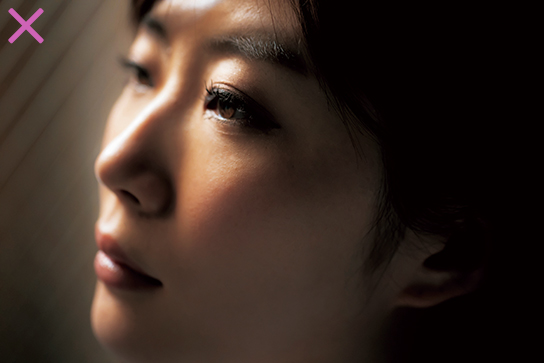 Profile head shot with strong shadows