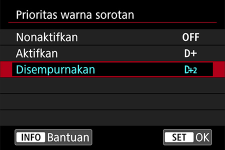 Menu Highlight Tone Priority Canon