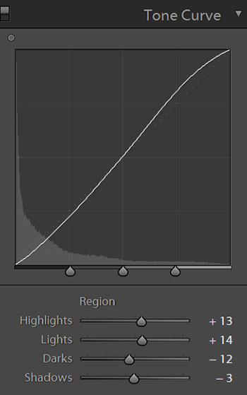 Screenshot of Tone Curve panel in Lightroom