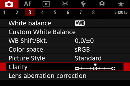 Clarity on the EOS R5 shoot menu