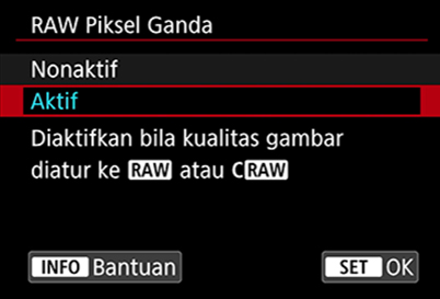 Menu Dual Pixel RAW Canon
