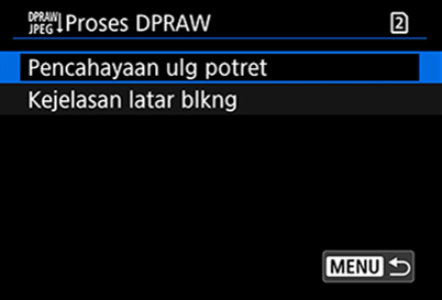 Menu pemrosesan EOS R5 DPRAW