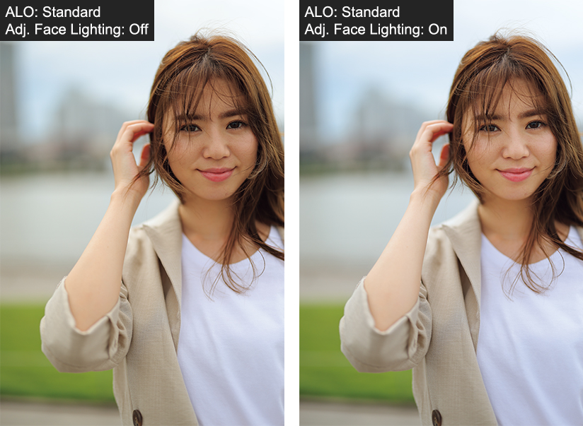 Adjust face lighting off/on examples