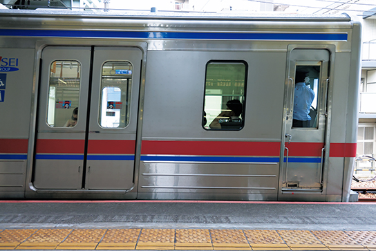 Train with rolling shutter distortion