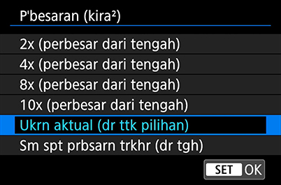 Magnification (apx) menu+