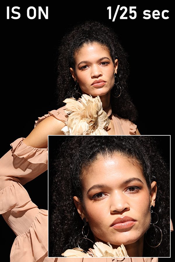 Fashion portrait at 1/25 sec, sharp (IS On)