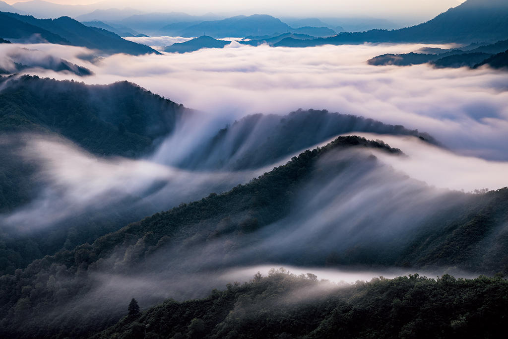 Waterfall clouds in Japan