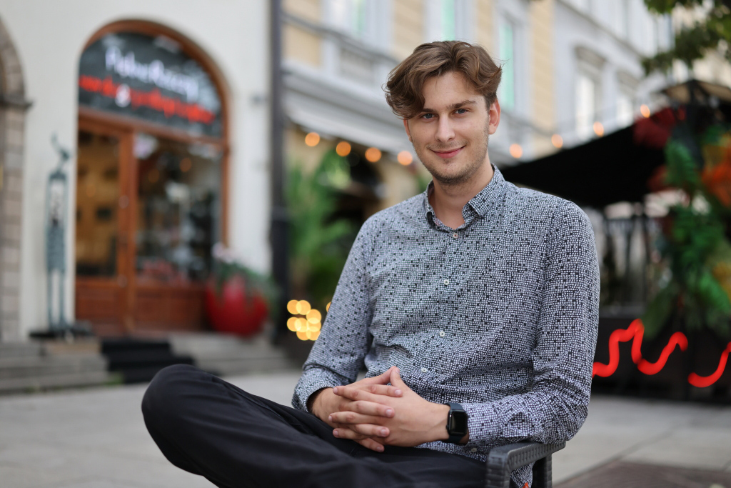 50mm portrait of seated man