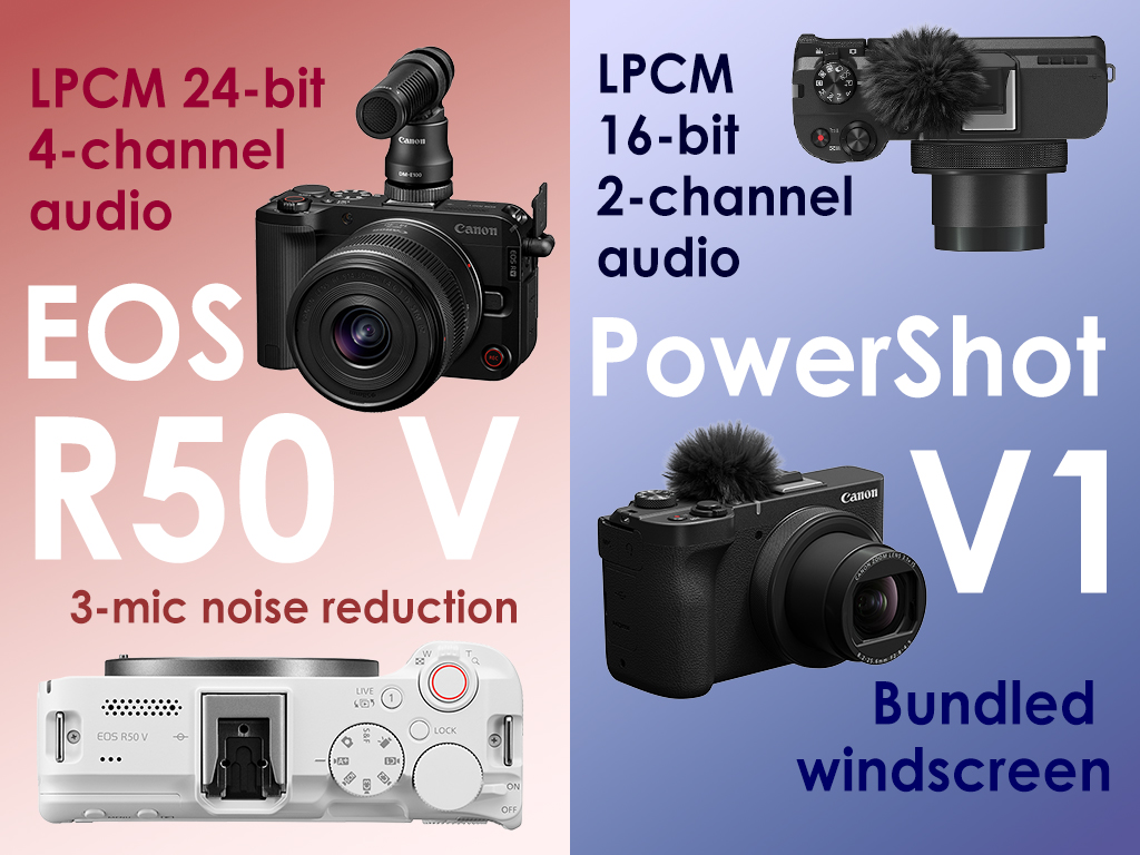 Key audio features on EOS R50 V and PowerShot V1